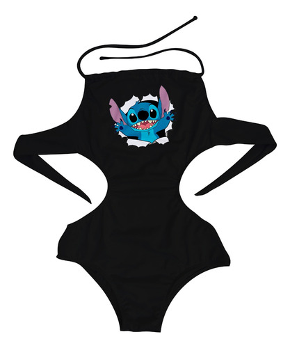 Maiô Feminino Preto Infantil Lilo&stitch Estampado Novidade!