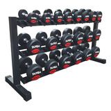 Rack Con 10 Pares Mancuernas Tayga Redonda 2.5 A 25 Kg Color Negro