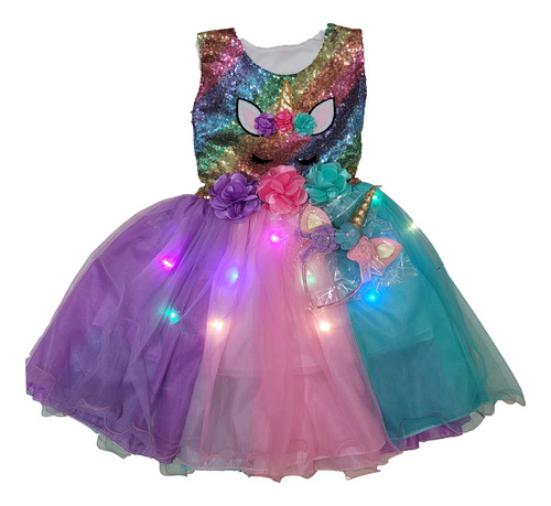 Vestido De Unicornio Con Lentejuelas Para Niñas