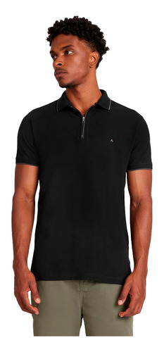 Camisa Polo Aramis Zip Ve24 Preto Masculino