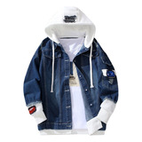 Chaqueta De Mezclilla Streetwear Hip Hop Con Capucha