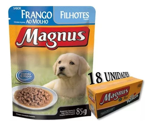 Sachê Magnus Cão Filhote Sabor Frango 85g - 18 Unidades