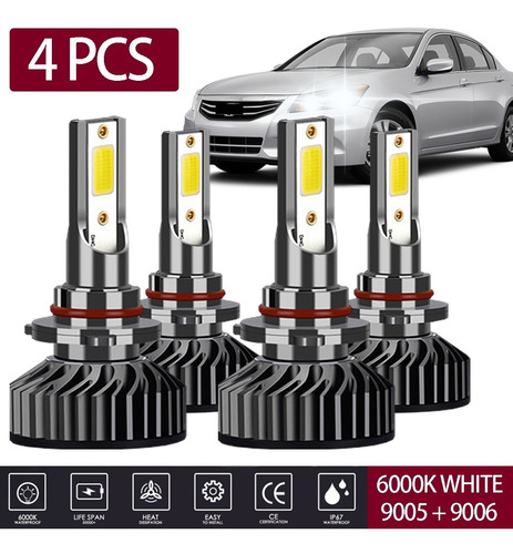 Kit De Focos Led 12000lm 80w H11 9005 9006 H4 Para Honda