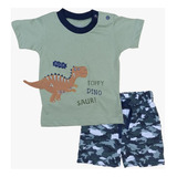 Conjunto Camisa De Dinosaurio Y Pantaloneta Para Bebé
