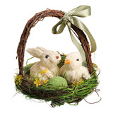 Decoración De Conejo Y Pollito De Pascua, Escultura