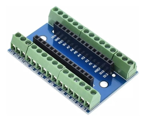 Placa Borne Verde Terminal Nano Shield Expansão Atmega328p