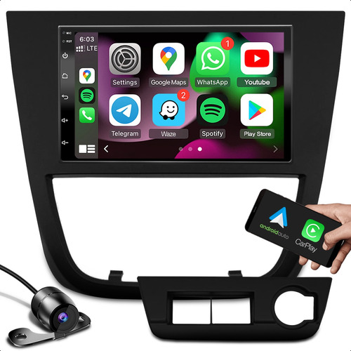 Multimidia 2 Din Com Carplay Wi-fi Bluetooth + Moldura E Cam