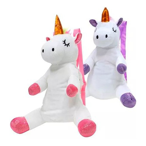 Mochila Peluche Unicornio Con Cierre 