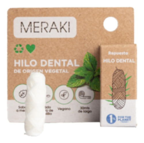 Hilo Dental Meraki Sustentable Biodegradable + Envase Vidrio