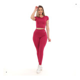 Conjunto Legging Feminina Fake Moda Academia Antiodor