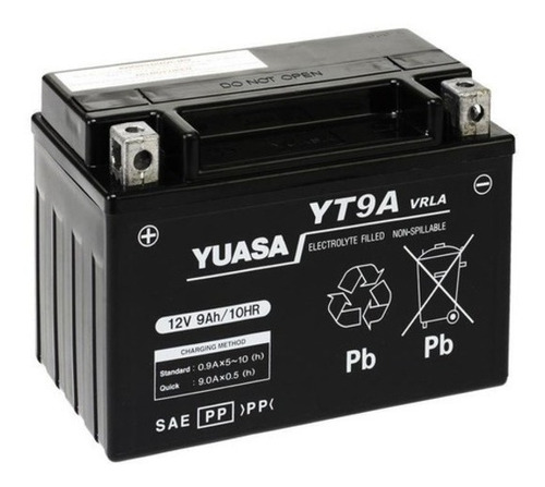 Bateria P/moto Yuasa Yt9a = Ytx9-bs 12v 9a