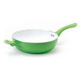 Wok Sarten 26 Cm Ceramica Antiadherente Mango Sin Tapa Verde