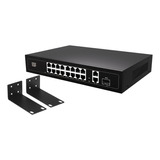 Switch Poe Híbrido 16 Portas Poe + 2 Portas Gigabit + 1 Sfp Kingster