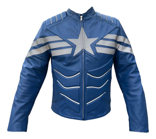 Chamarra Piel Motociclista Capitán América Departamento Prot