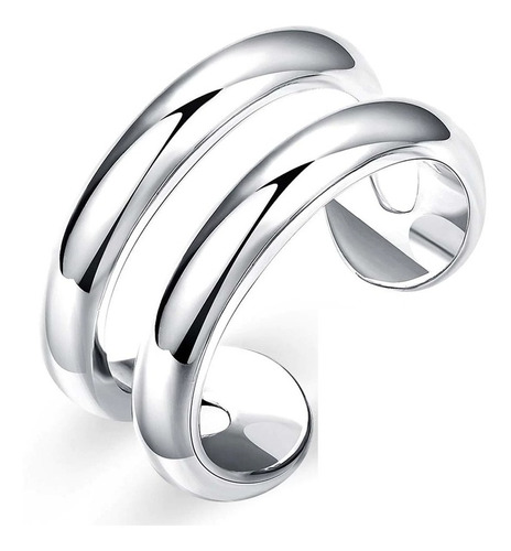 Anillo Ancho, Plata 925, Grueso Ajustable Liso Simple Mujer