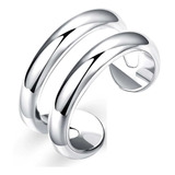 Anillo Ancho, Plata 925, Grueso Ajustable Liso Simple Mujer