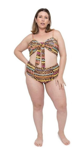 Biquíni Cintura Alta  Plus Size Laço Hot Pants 44 46 48