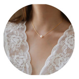 Collar Con Perla De Swarovski Y Cadena Baño De Oro 14k