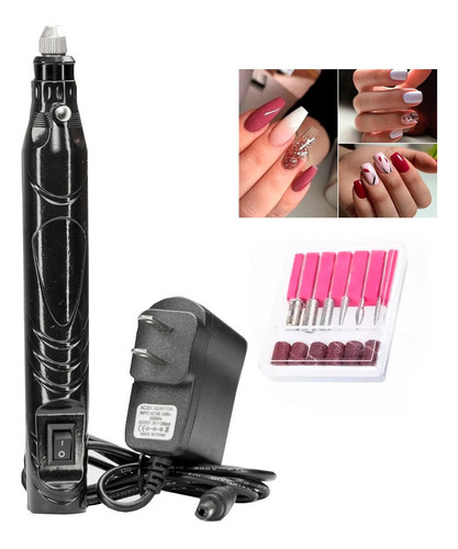 Kit Pulidor De Uñas Recargable Lima Acrilico Manicure 