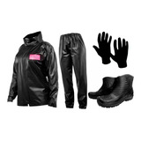 Traje Equipo De Lluvia Delta Mujer +  Botas + Guantes - Sti