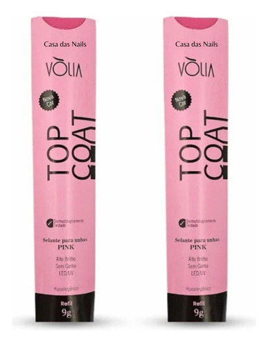 Kit 2 Sache Top Coat Volia Refil Pink 9g