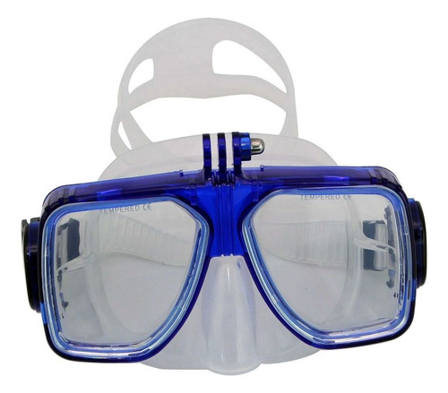 Máscara Óculos De Mergulho Azul Com Suporte De Gopro / Sjcam