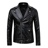 Chaqueta De Cuero Motera De Corte Slim Negra