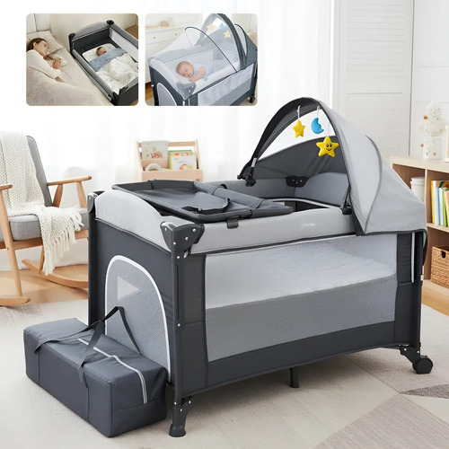 Cuna Corral Plegable Viajero Bebé 5 En 1 Cambiador Exterior