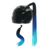 Mujeres Hombres Casco Peluca Pelo Azul Negro