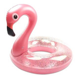 Boia Flamingo Rosa Glitter Inflável Grande Piscina Praia