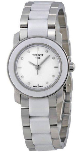 Reloj Tissot T-trend Mujer Ceramico Esfera Blanca Boleta Color De La Correa Plateado Color Del Bisel Plateado Color Del Fondo Blanco