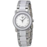 Reloj Tissot T-trend Mujer Ceramico Esfera Blanca Boleta Color De La Correa Plateado Color Del Bisel Plateado Color Del Fondo Blanco