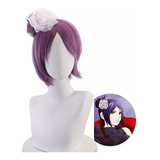 Peluca De Pelo Morado Konan Naruto Con Flores Blancas Para C