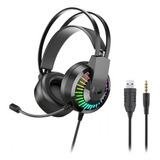 Fone De Ouvido Gamer Rgb Headset Usb Pc Note Consoles