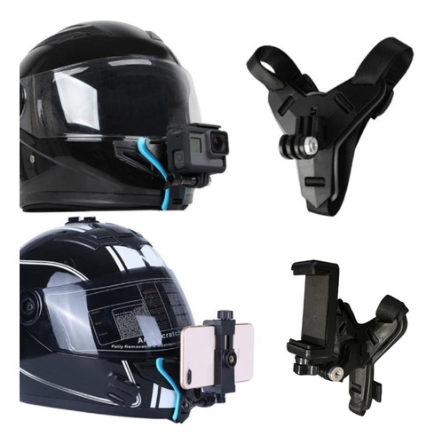 Soporte Base Casco Para Gopro Soporte Celular Menton Moto