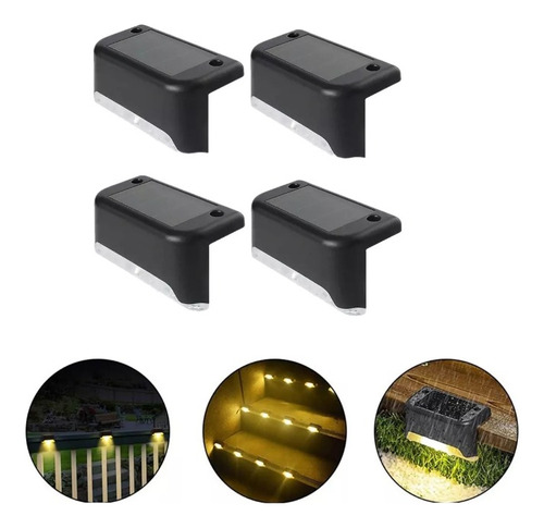 Kit4 Luces Solares Patio Jardín Para Escaleras Y Muros