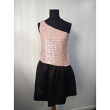 Vestido De Fiesta De Raso Y Paillettes Vintage 80 S