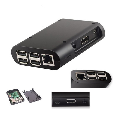 Case Black Abs Para Raspberry Pi 2 E Pi 3 Pi3 ( Nfe )