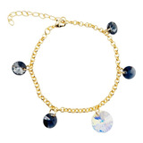 Pulsera Baño Oro 24k Cristales De Swarovksi® Silver Night