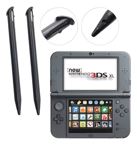 Lápiz Para Nintendo New 3ds Xl Negro Plástico Pantalla X 2