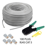 Cable Utpcat 5e Uso Interior X100mm Cobre+ Ponchadora + Plug