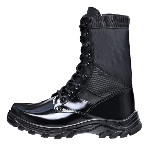 Bota Coturno Masculino Militar Tatica Em Couro Ziper Cano