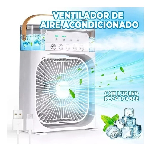 Mini Aire Acondicionado Portátil Rgb Ventilador Brisa Agua