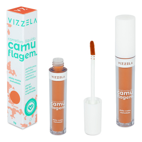 Corretivo Líquido Vizzela Camuflagem Laranja 5g