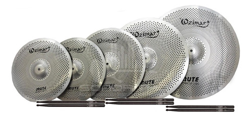 Paquete Platillos Ozimar Reduccion D Sonido Con 3 Baquetas