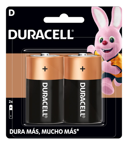 Pilas Alcalinas D Duracell, 1.5v, Larga Duración, 2 Piezas