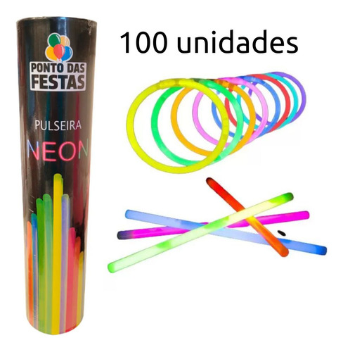 100 Unidades - Pulseira Neon Ponto Das Festas