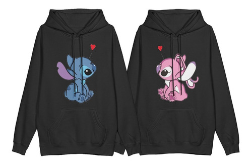 Sudadera Parejas Lilo Stitch Rosa Novios Enamorados Duo