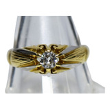 Gran Anillo Solitario Unisex Oro 18k Brillante 5,5 Gr