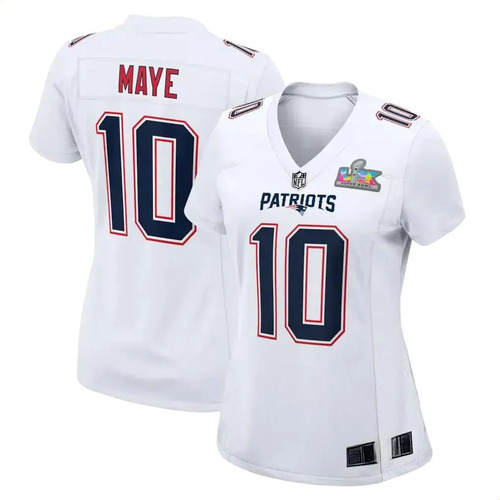Patriots Maye #10 Camisa Blanca Femenina